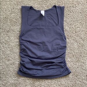Nikibiki • Blue Shadow Clean Line Square Neck Shirred Tank Top